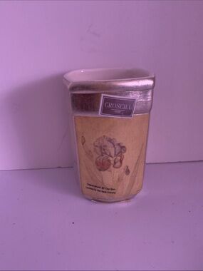 Croscill Irises Ceramic Tumbler Cream and Gold
